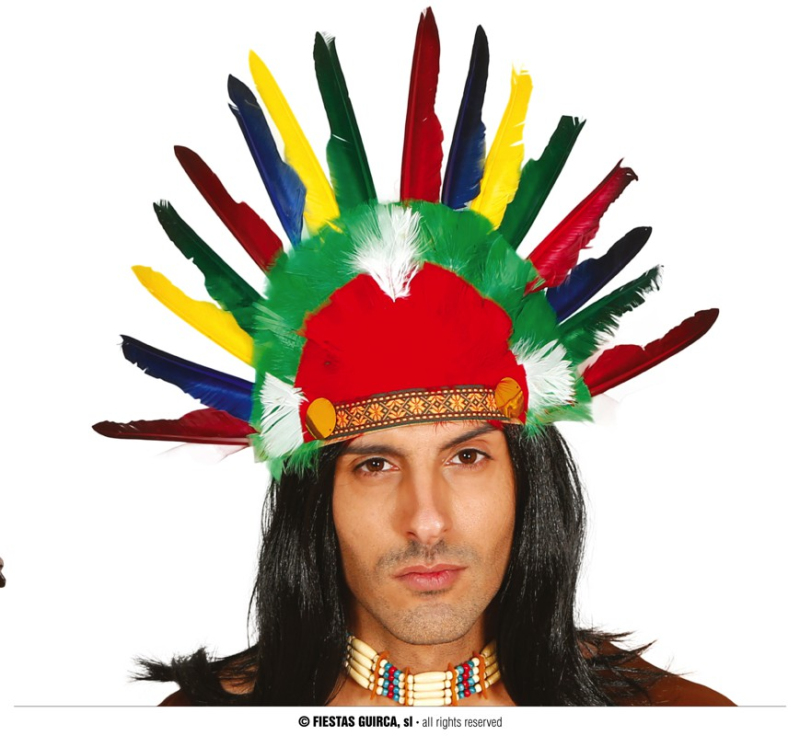 Čelenky a ozdoby hlavy - Fiestas Guirca Indiánska páperová čelenka