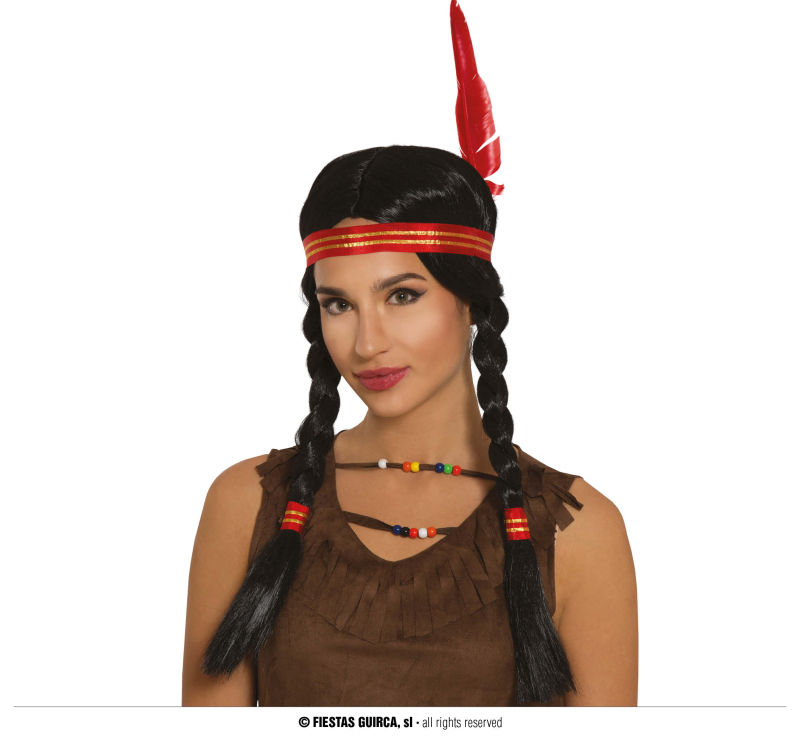 Parochne na karneval - Indiánska dámska parochňa s čelenkou