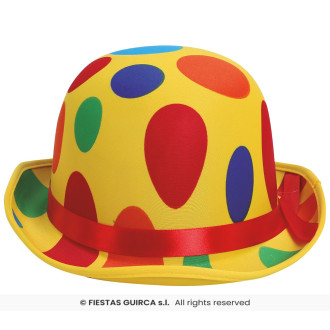 Klobúk výrazne žltej farby a bodkami