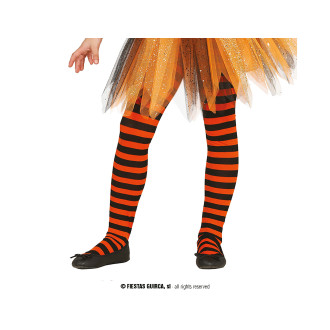 Pančucháče detské černo-oranžové - prúžok
