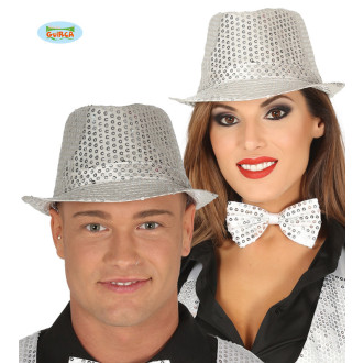 Flitrový klobúk strieborný