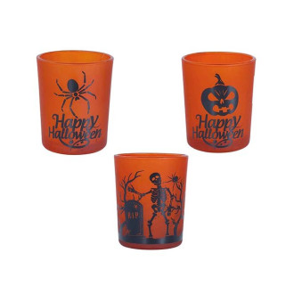 3 oranžové halloweenské poháre