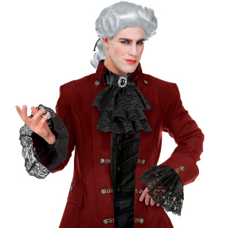 Widmann Čipkové fixky čierne s drahokamom a manžetami