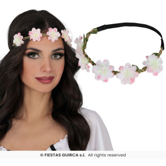 Květinová čelenka s růžovými květy