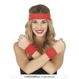 Čelenka s pásky na zápěstí - červené