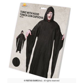 DEATH čierny plášť s kapucňou