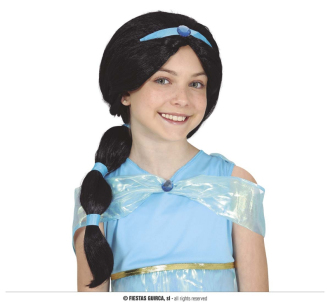 Princezná detská parochňa s copom čierna
